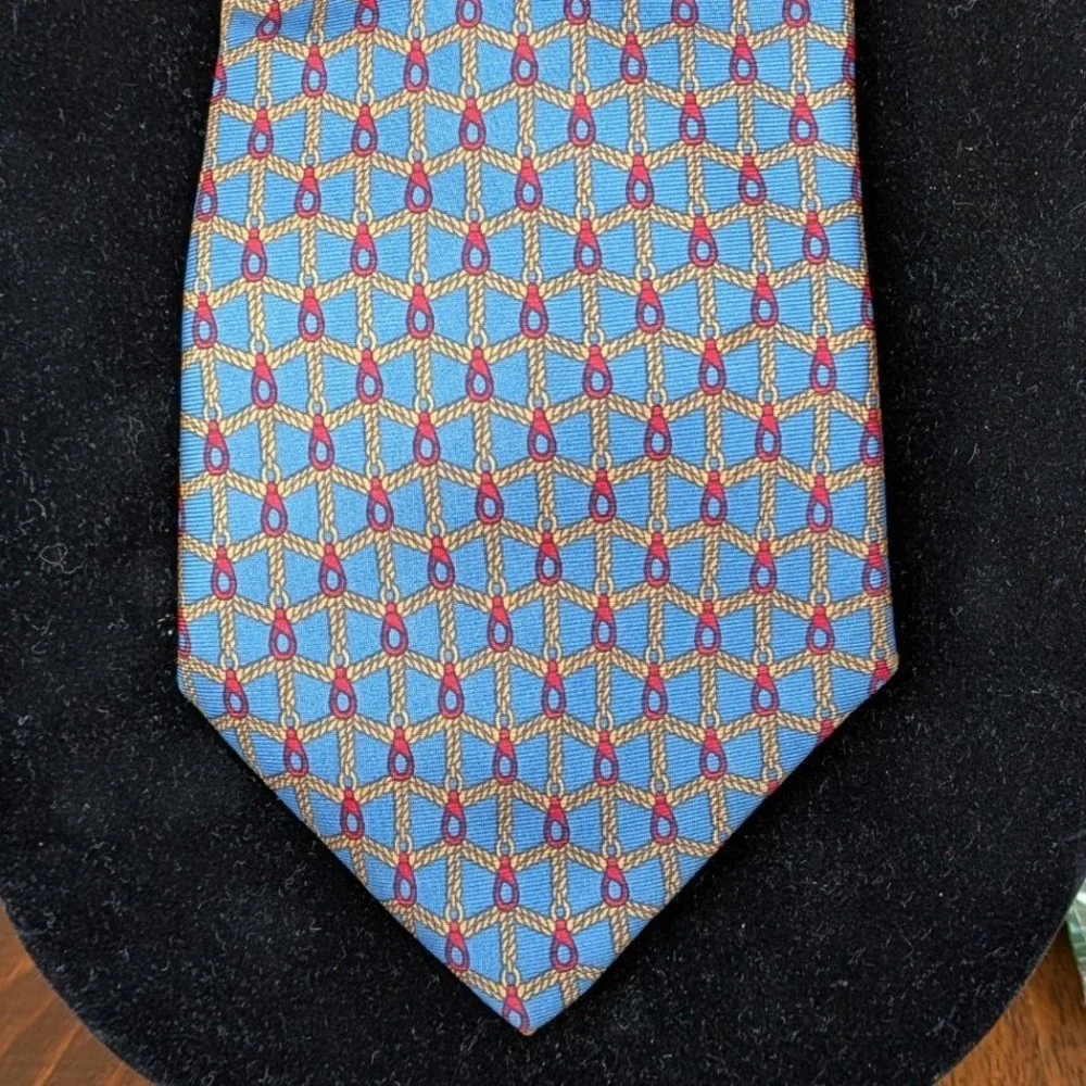 Stefano Ricci For Saks Fifth Avenue‎ $350 Silk Tie Blue Rope Chain Made in Italy
